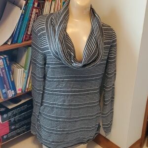 Calvin Klein Striped Side Ruche Tunic Top, M